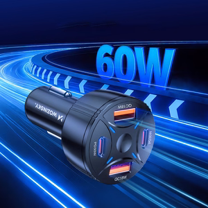 Wozinsky WLS-04 60W automobilinis įkroviklis, 2xUSB-C ir 2xUSB-A, juodas