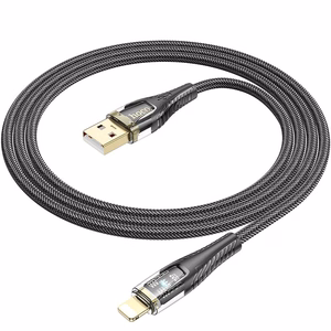 Кабель USB A to Lightning Hoco 2,4A 1,2 m U121 черный прозрачный