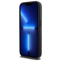 DKNY Grained Metal Logo Magnetinis iPhone 15 Pro dėklas - smėlio spalvos