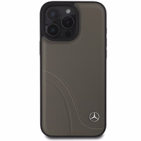 Mercedes MB Curved Stitches Odinis iPhone 16 Pro Max dėklas - rudas