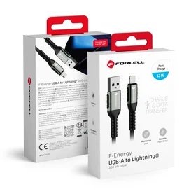 FORCELL F-ENERGY C257 kabelis USB A į Lightning 2,4A 12W Cafule 3 m juodas