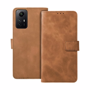 TENDER knygos dėklas telefonui XIAOMI Redmi Note 12S rudas