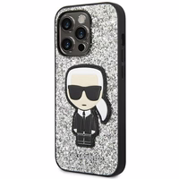 Karl Lagerfeld KLHCP14XGFKPG iPhone 14 Pro Max 6.7 "kietas dėklas sidabrinis / sidabrinis Blizgančios Dalelės Ikonik