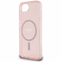 Guess IML Glitter Circle Magnetinis dėklas telefonui iPhone 16e - rožinis