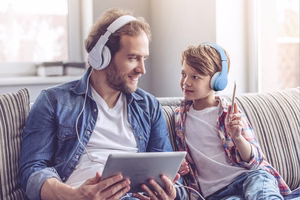 Kruger&Matz Street Kids belaidės ausis gaubiančios ausinės vaikams, mėlynos