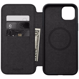 Nomad modernus odinis folio dėklas telefonui iPhone 15 Plus 6,7" juodas