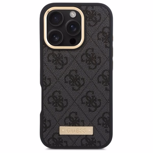Guess 4G Logotipo plokštelė Magnetinis dėklas telefonui iPhone 16 Pro - juodas