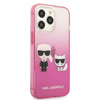 Karl Lagerfeld Gradient Ikonik Karl&Choupette dėklas iPhone 13 Pro / iPhone 13 – rožinis