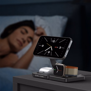"Blavec" indukcinis įkroviklis BQI-02 Qi 15W magnetinis "Magsafe 3 in 1" "Apple/Samsung Watch" laikrodis (BQI02-QIMB), juodas