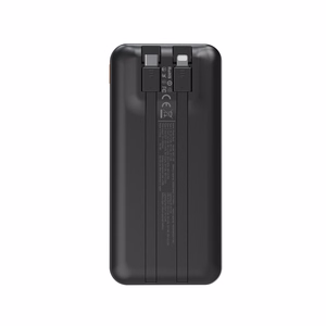 Wozinsky WFC-15B 20000mAh 22.5W išorinė baterija, PD20W, integruoti Lightning ir USB-C laidai, juoda