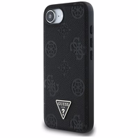 Guess Grained Hot Stamp Peony Triangle Logo Magnetinis dėklas telefonui iPhone 16e - juodas