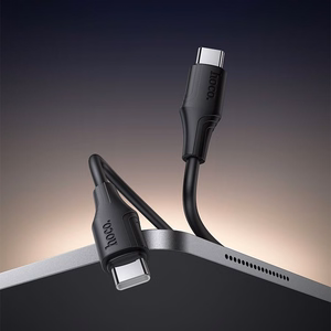 Kabelis silikoninis USB C į USB C Hoco 3A 60W 1 m X124 - juodas