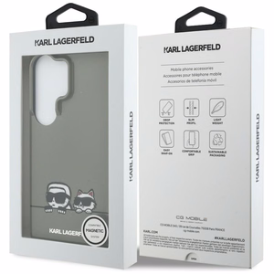 Karl Lagerfeld dėklas IML Peekaboo Karl ir Choupette MagSafe skirtas Samsung Galaxy S26 Ultra juodas