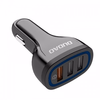 Automobilinis įkroviklis Dudao "R7S" juodas 18W (1xQC3.0 / 2xUSB