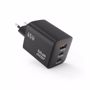 BLUE STAR kelioninis įkroviklis GaN 4A 65W 2 x Type C + USB A PD QC4.0 VT-43 juodas