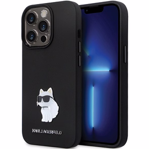 Karl Lagerfeld KLHCP13LSMHCNPK dėklas telefonui iPhone 13 Pro / 13 - juodas silikoninis C metalinis kaištis