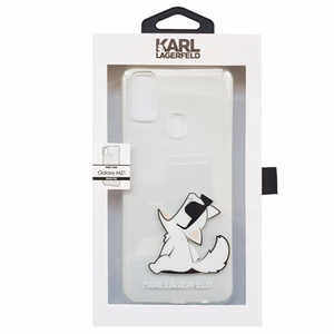 Karl Lagerfeld Choupette Fun dėklas Samsung Galaxy M21 - Skaidrus