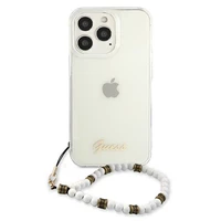 Guess GUHCP13LKPSWH iPhone 13 Pro / 13 6.1" skaidrus kietas dėklas White Pearl