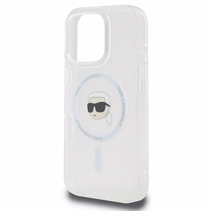 Karl Lagerfeld IML Metalinis Karl Head Magnetinis dėklas telefonui iPhone 16 Pro - baltas