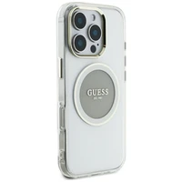 Guess IML Metal Colored Circle Classic Logo Magnetinis dėklas telefonui iPhone 16 Pro Max - pilkas