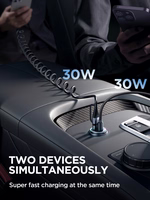 Automobilinis įkroviklis Joyroom JR-CCN04 USB-C/USB-A 60W juodas