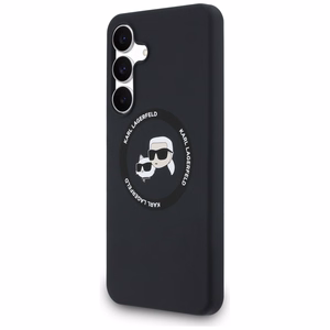 Karl Lagerfeld Silicone Karl & Choupette Heads MagSafe deklas Samsung Galaxy S25 FE - juodas