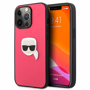 Karl Lagerfeld Odinis Ikonik Karl's Head Metalinis dėklas iPhone 13 Pro / 13 6,1\" - rožinis