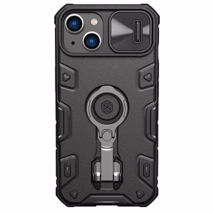 Nillkin CamShield Armor Pro dėklas iPhone 14 Plus dėklas šarvuotas dėklas su kameros apsauga ir žiediniu stovu juodas
