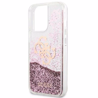 Guess GUHCP13XLG4GPI iPhone 13 Pro Max 6.7" rožinis/rožinis kietas dėklas 4G Didelis Skystas Glitter