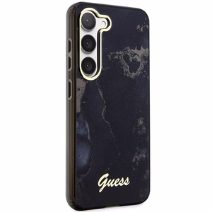 Guess GUHCS23MHTMRSK S23+ S916 juodas/juodas kietas dėklas Golden Marble Collection