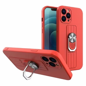 Ring Case silikoninis dėklas telefonui su piršto laikikliu ir stovu Xiaomi Redmi 10X 4G / Xiaomi Redmi Note 9 raudonas