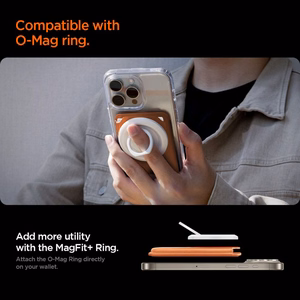 Spigen Valentinus MagFit+ magnetinis „MagSafe“ kortelių dėklas telefonui – oranžinis