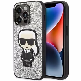 Karl Lagerfeld KLHCP14XGFKPG iPhone 14 Pro Max 6.7 "kietas dėklas sidabrinis / sidabrinis Blizgančios Dalelės Ikonik