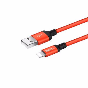 USB kabelis Hoco X14 Lightning, raudonas-juodas 1.0m