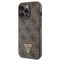 Guess GUHCP13LP4TDSCPW dėklas iPhone 13 Pro / 13 - rudas kryžminis 4G metalinis logotipas