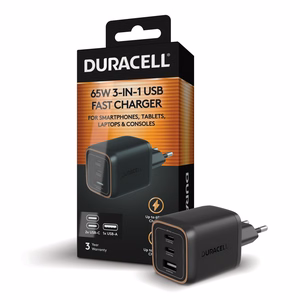 Duracell sieninis įkroviklis (DRACUSB25-EU) – 65 W, juodas