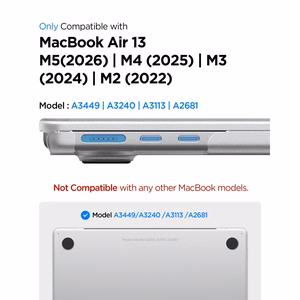 Spigen AirSkin dėklas, skirtas MacBook Air 13" 2023 / 2024 / 2025 / 2026 – skaidrus