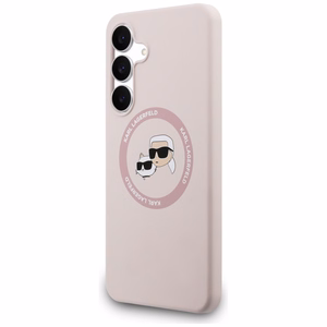 Karl Lagerfeld Silicone Karl & Choupette Heads MagSafe deklas Samsung Galaxy S25 FE - rozinis