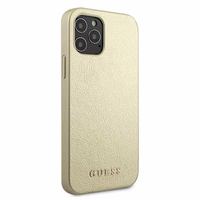 Guess GUHCP12LIGLGO iPhone 12 Pro Max 6.7" auksinis/auksinis kietas dėklas Iridescent