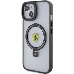 Ferrari žiedo stovo 2023 kolekcijos magnetinis dėklas telefonui iPhone 15 Plus / 14 Plus - juodas