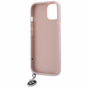 Karl Lagerfeld Saffiano Rhinestones & Charm dėklas telefonui iPhone 15 / 14 / 13 - rožinis