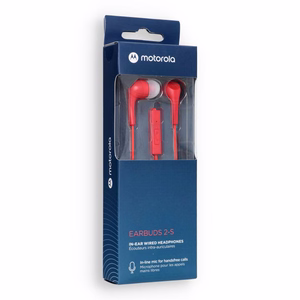 Wired earphones jack with mircophone 3,5mm MOTOROLA Ear Buds 2-s red
