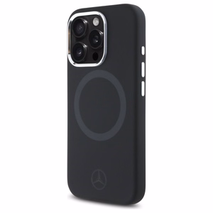 Mercedes силиконовый Чехол тональный логотип MagSafe iPhone 16 Pro Max - чёрный