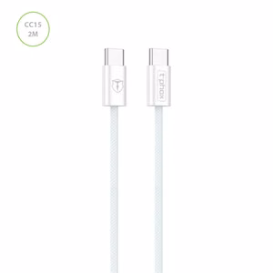 T-PHOX LAIDAS CC15 SERIJOS USB-C/USB-C 60W 3A 2M BALTAS