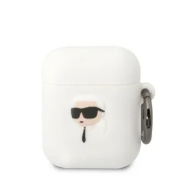 Karl Lagerfeld KLA2RUNIKH AirPods 1/2 dėklas balta/balta silikoninis Karl galvos 3D