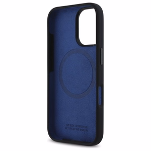 BMW Silikoninis Hexagon Blue Line Magnetinis dėklas iPhone 16 - juodas