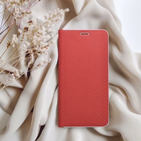 Dėklas telefonui LUNA Book Carbon IPHONE 17 Pro Max raudonas