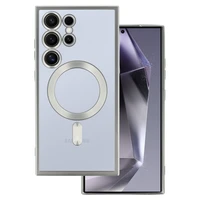 Dėklas telefonui metalinis magnetinis Samsung Galaxy S24 sidabrinis