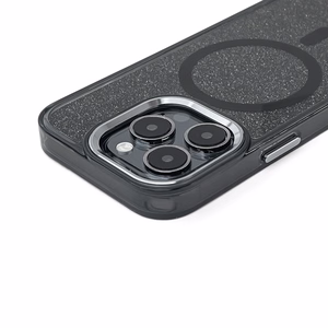 Blizgus magnetinis dėklas telefonui iPhone 16e - juodas