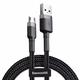 USB kabelis Baseus Cafule microUSB 1.0m 2.4A pilkas-juodas CAMKLF-BG1